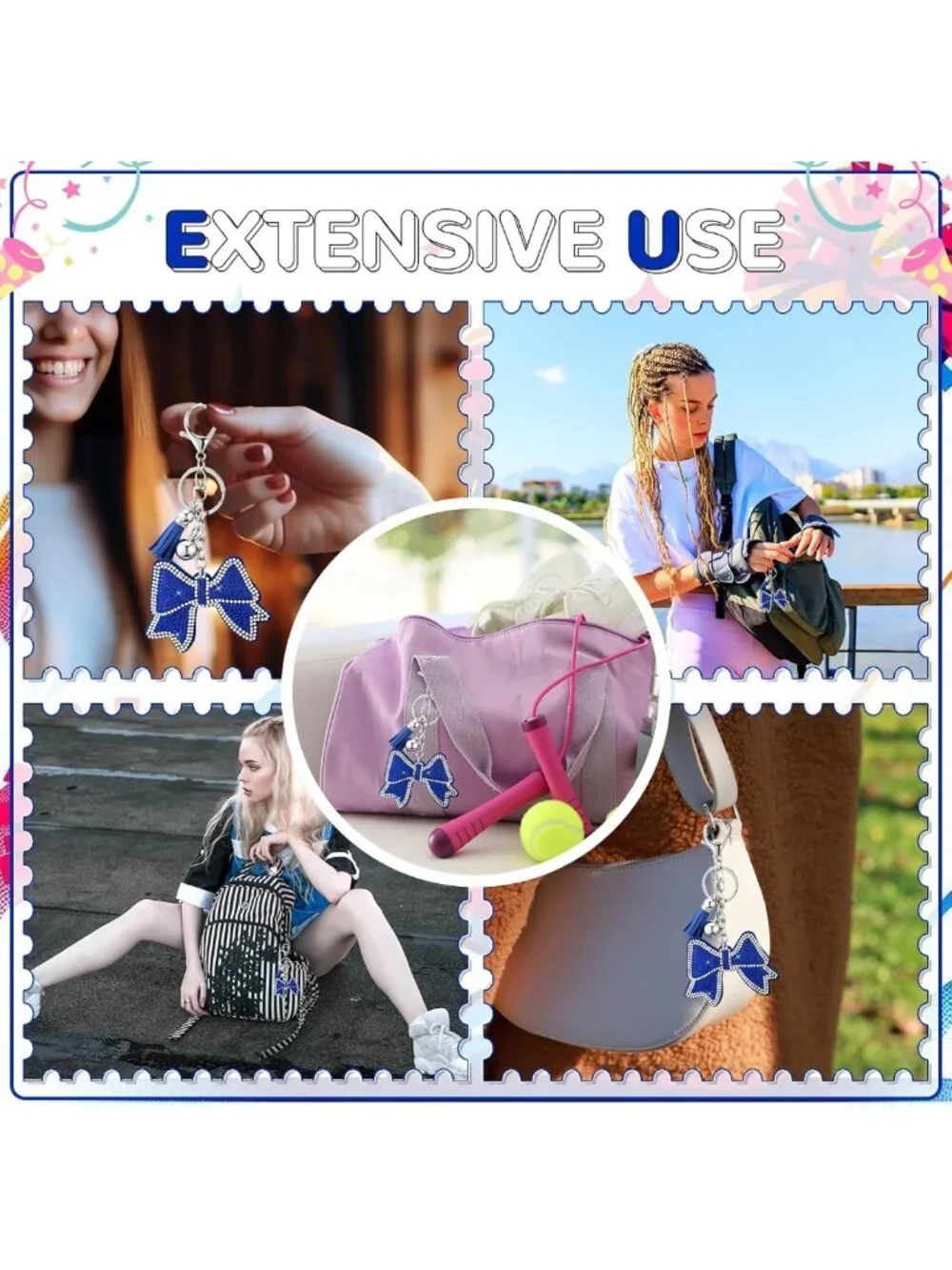 12 Pcs Bling Rhinestone Keychains for Women | Purse Charms & Key Rings